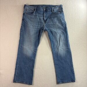 American Eagle Original Bootcut Jeans Men 36x30 Blue Faded Whiskered Western
